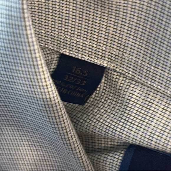 Men's David Donahue Blue & White Collared Button Down Shirt - Picture 5 of 8